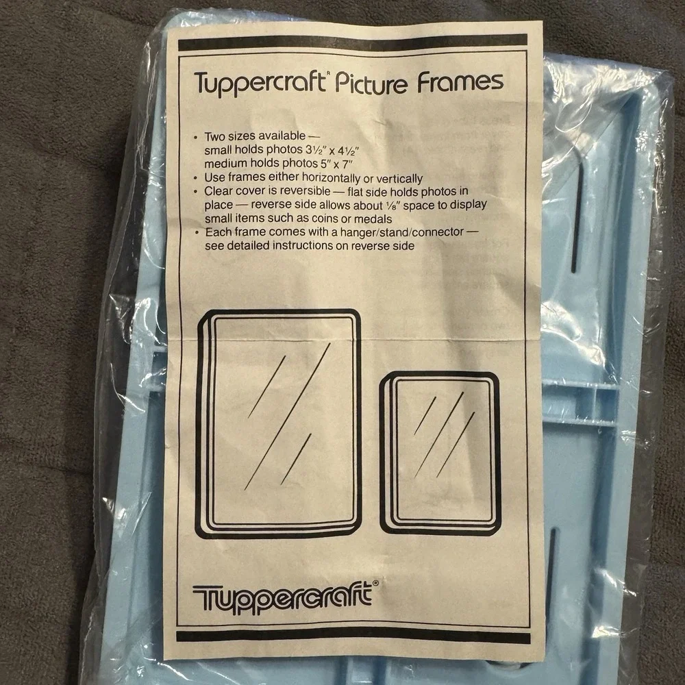 Vintage Tupperware Tuppercraft Picture Frame NOS Sealed Blue 5x7 3.5x4.5